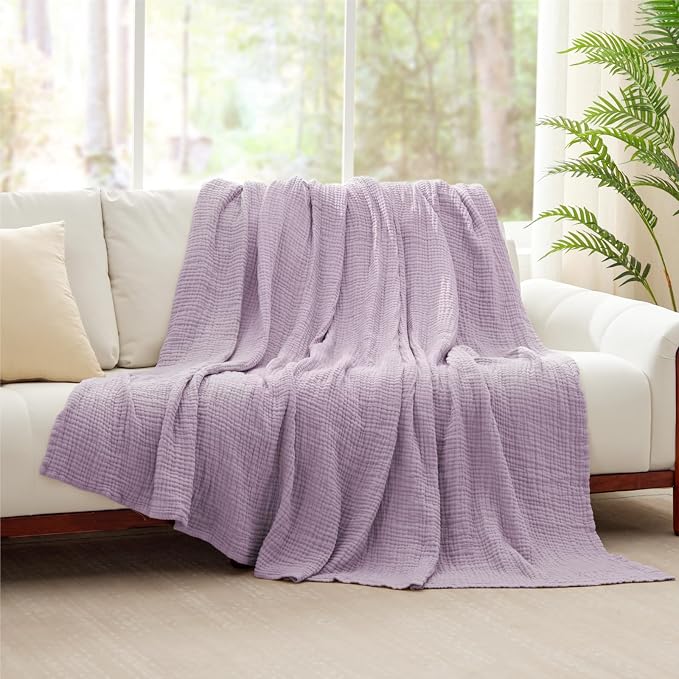 100% Cotton Muslin Blanket 40" x 40", Breathable and Lightweight Cotton Throw - Image 6