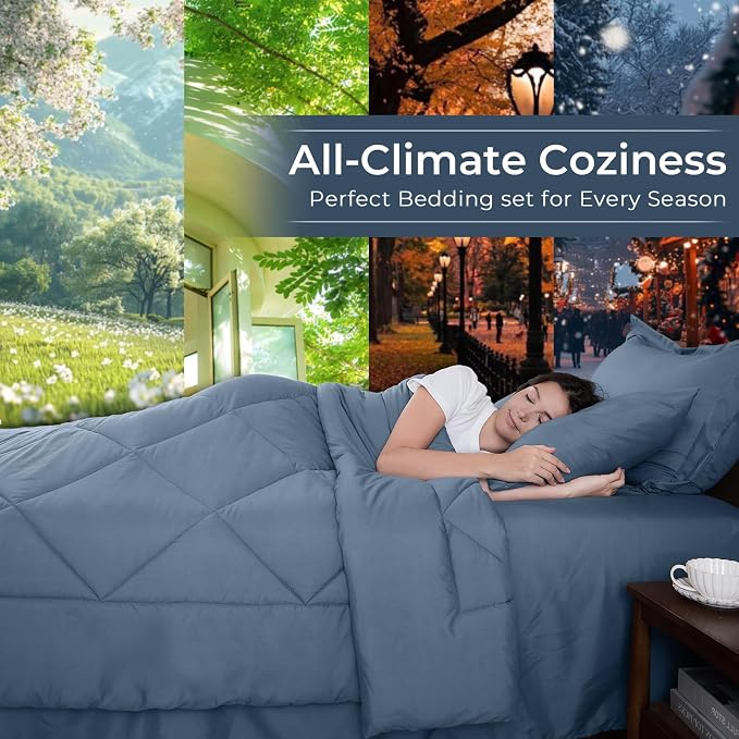 HEVUMYI Dusty Blue Cali-King Comforter Set - Image 3