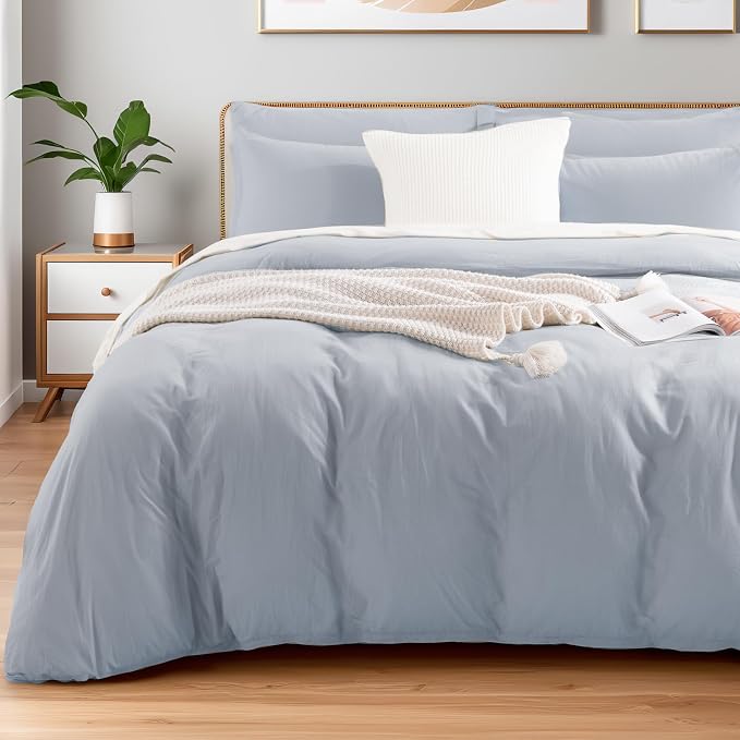 NEXHOME PRO King Duvet Cover Set, 100% Washed Cotton by NEXHOMEPRO