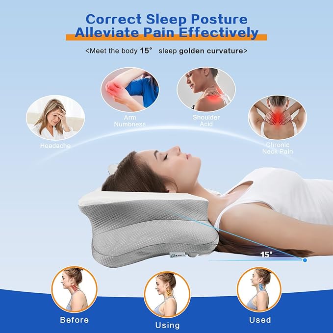 Pain Relief Cervical Pillow for Neck Support, Adjustable Ergonomic Pillow Cozy - Image 5