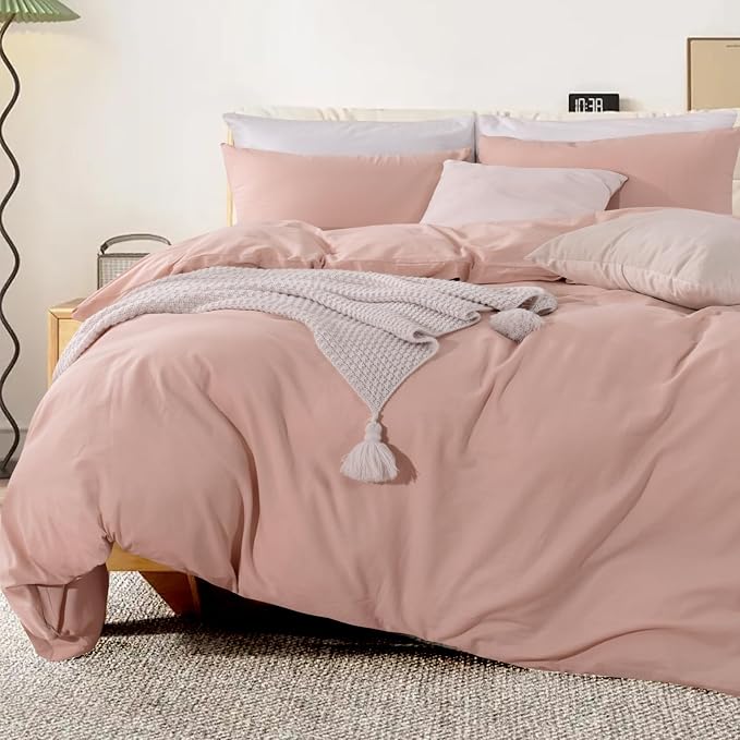 NEXHOME PRO Duvet Cover Set Queen Size Linen Feel Textured Organic Natural 100% - Image 9