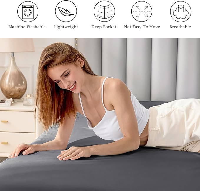 FreshCulture Pure Cotton Fitted Sheets King Size, 300 Thread Count Percale - Image 6