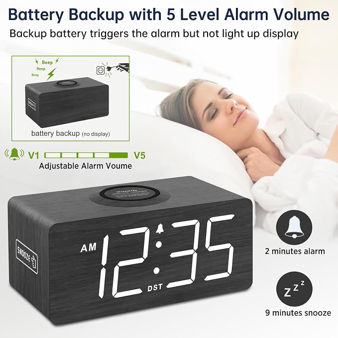 DreamSky Wooden Digital Alarm Clock - Image 7