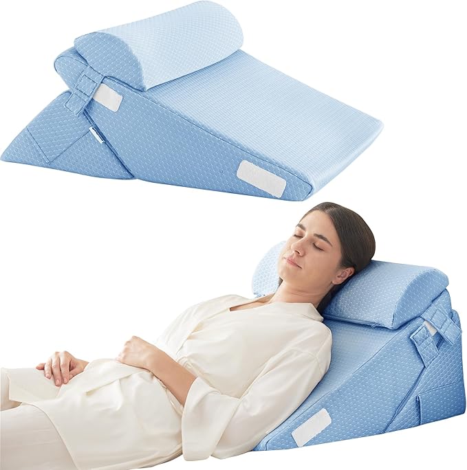Bedluxe 3Pcs Orthopedic Bed Wedge Pillow Set, Foam Wedge Pillow Post Surgery by Bedluxe