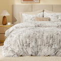 BEDELITE Fleece Twin Comforter Set -Super Soft & Warm Fluffy Grey&White Bedding by BEDELITE