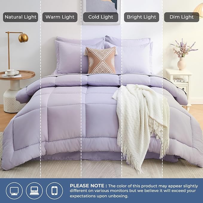 Sasttie Full Size Comforter Sets, 7 Pieces Bed in a Bag Full, Complete Bedding - Image 8