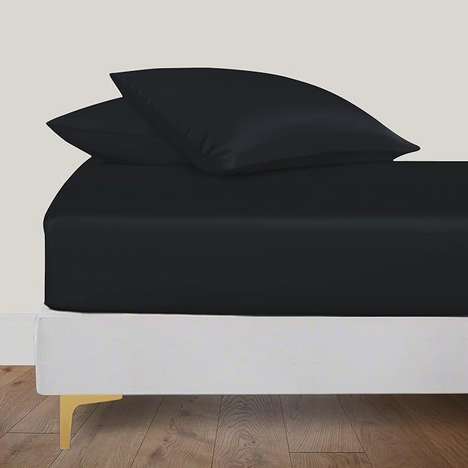 LINENWALAS Fitted Sheet Only Viscose Derived from Bamboo, Bottom Sheet by LINENWALAS