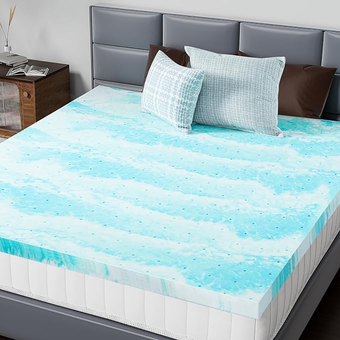 DUMOS Memory Foam Mattress Topper Queen, 2 Inch Thick Gel Infused Bed Toppers by DumosLifestyle