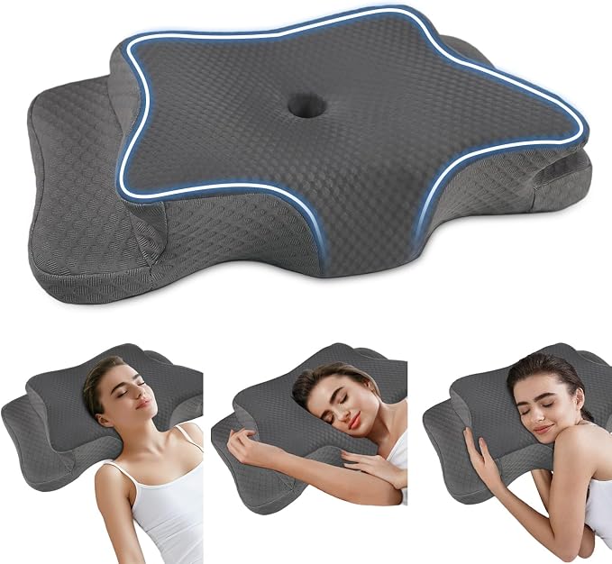 Pain Relief Cervical Pillow for Neck Support, Adjustable Ergonomic Pillow Cozy by QIUBABYO
