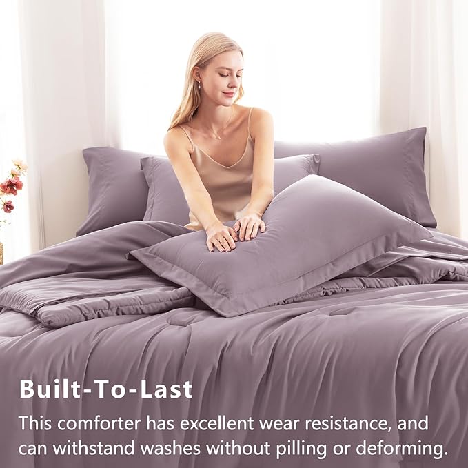 CozyLux Full Size Comforter Sets Dusty Purple, 7 Pieces Bed in a Bag Full - Image 3