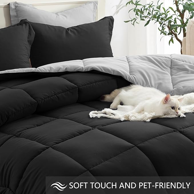 Homelike Moment Twin Comforter Set Black, Comforter Twin Size Bed Set, - Image 4