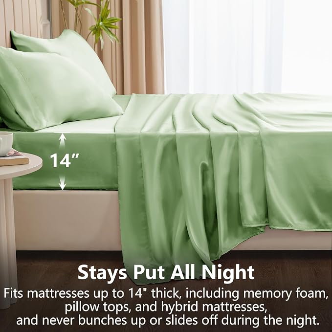 CozyLux Satin Sheets Queen Size Bed Set - Image 4