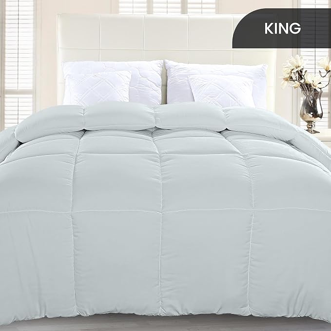 Utopia Bedding King Comforter Duvet Insert, Quilted Light Grey Comforter - Image 2