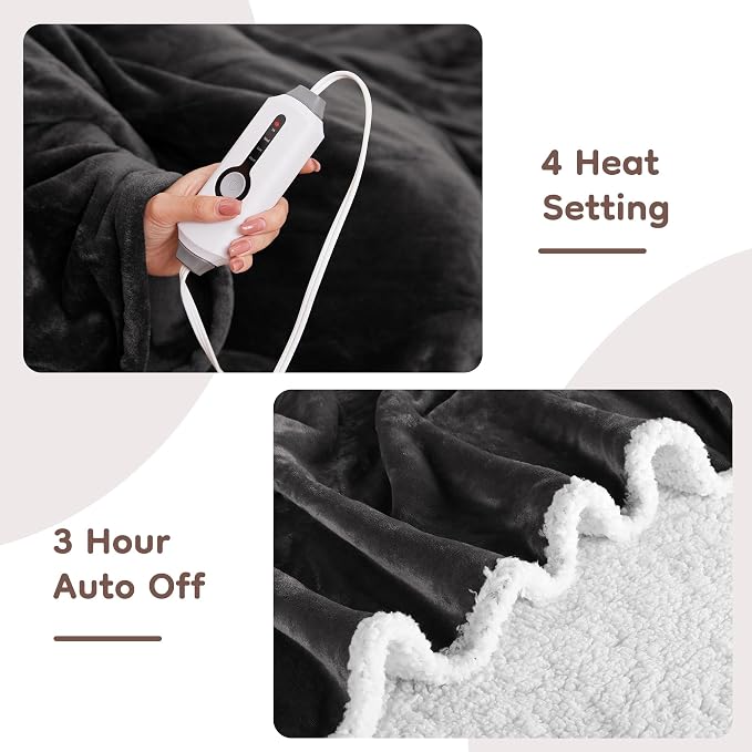 LaffyLo Heated Throw Blanket 50 x 60, Fast Heating Electric Blanket, Dual-Sided - Image 2