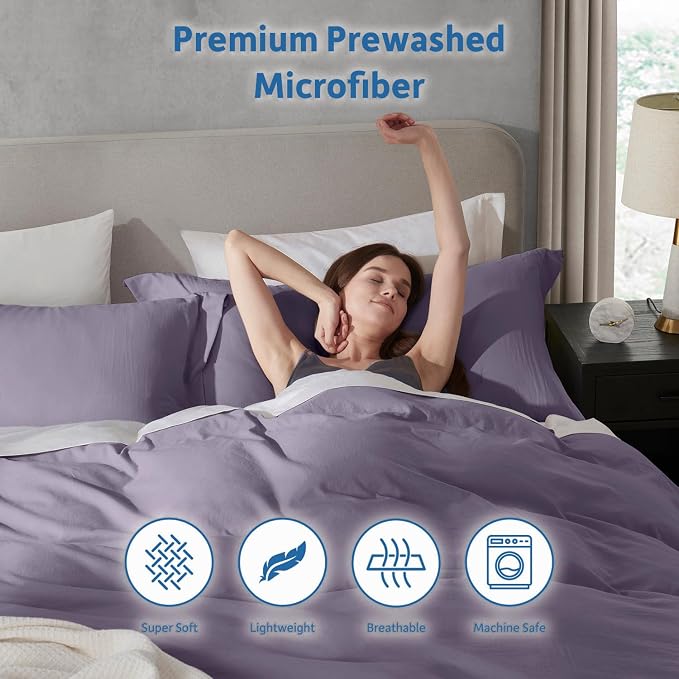 Nestl Grayish Purple California King Duvet Cover Sets - Image 6