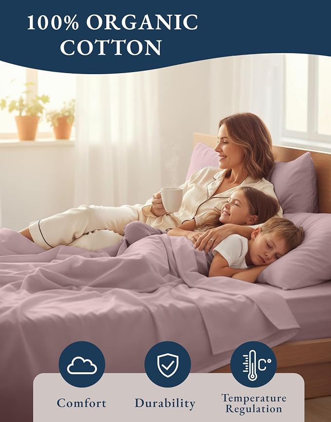 LANE LINEN Eco Friendly 100% Organic Cotton Bed Sheets Full Size, Fully - Image 6
