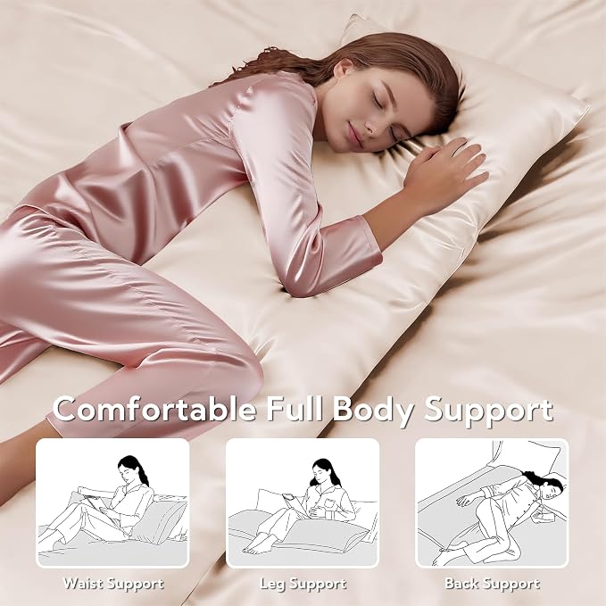 MR&HM Satin Body Pillow Cover, Soft and Breathable Body Pillow Case - Image 5