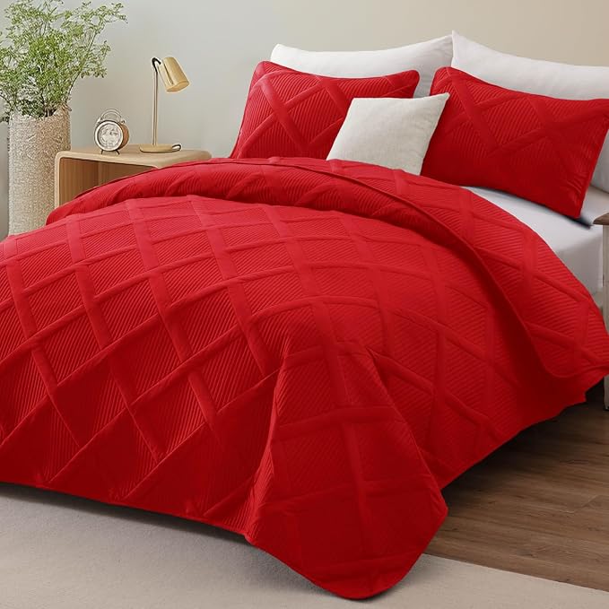 Exclusivo Mezcla King Quilt Set- Red Quilts Bedding Set - Image 2