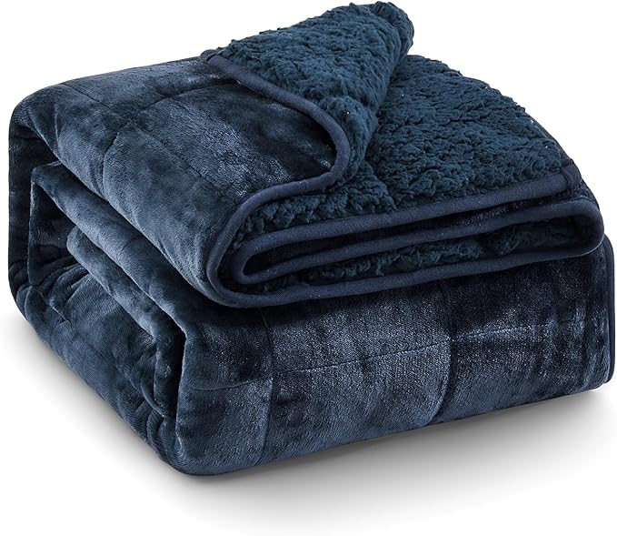 Super Fuzzy Soft Sherpa Fleece Weighted Blanket, 15 lbs Dual Sided Fluffy Heavy by EazfyPro