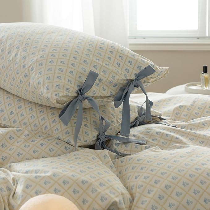 mixinni Blue Floral Duvet Cover Set Twin XL - Image 5