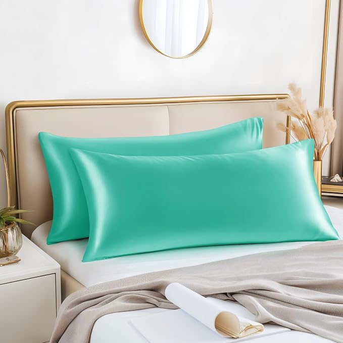 BEDELITE Satin Body Pillow Cover 2 Pack, Super Soft and Cooling Body Pillow - Image 2
