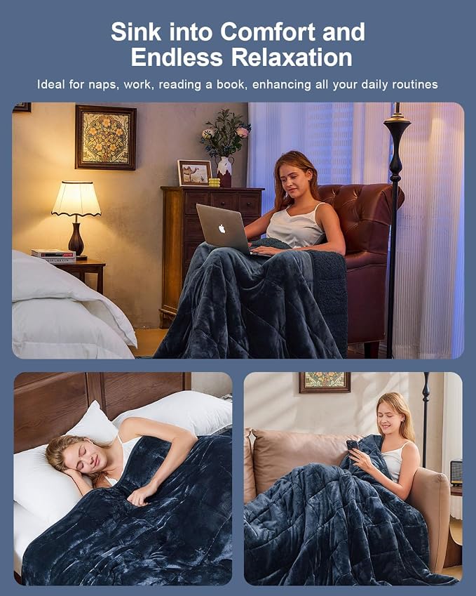 Super Fuzzy Soft Sherpa Fleece Weighted Blanket, 15 lbs Dual Sided Fluffy Heavy - Image 4