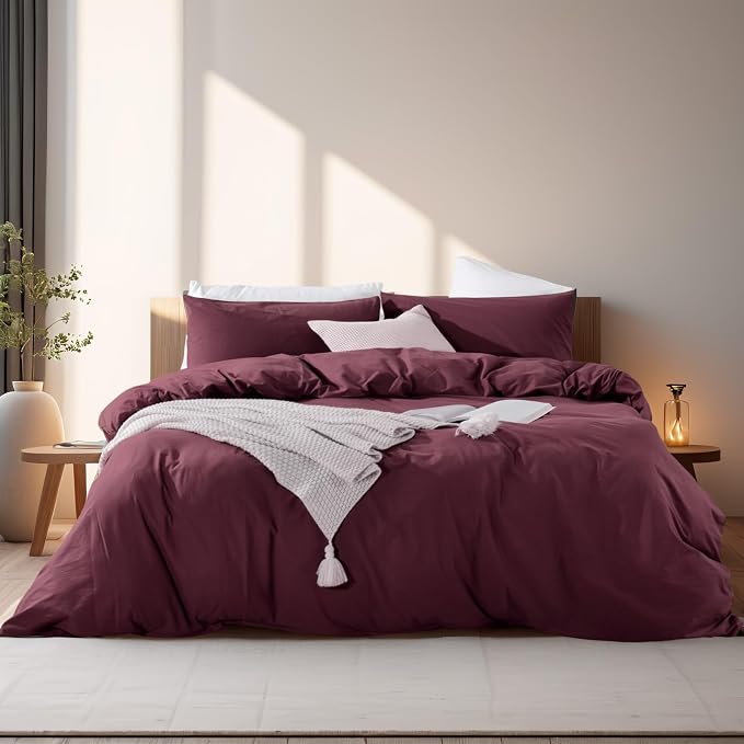 NEXHOME PRO Duvet Cover Set 100% Washed Cotton Oversized Queen 98"x98" by NEXHOMEPRO