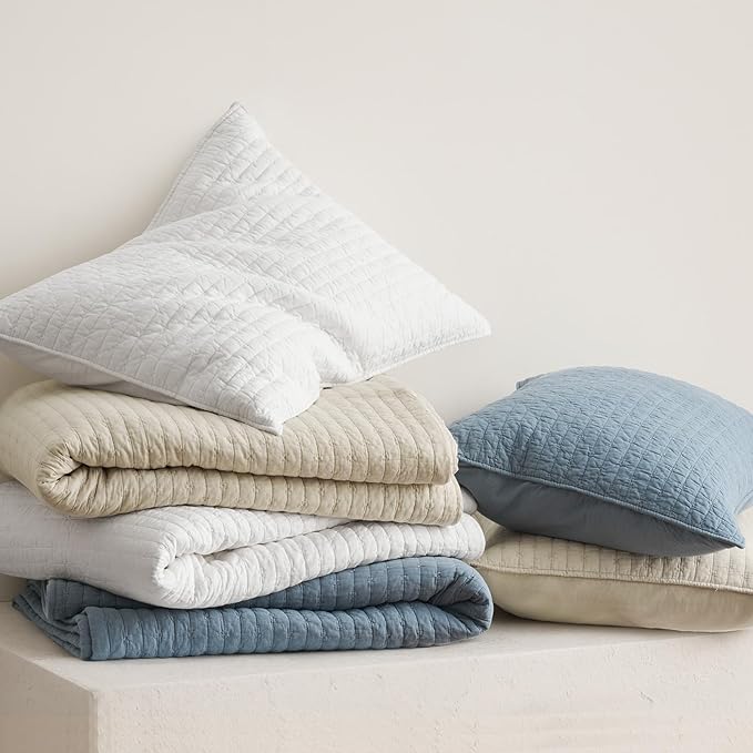 EVERGRACEHOME Cross Stitch Pre-Washed Cotton Quilt Bedding Set Queen Size - Image 6