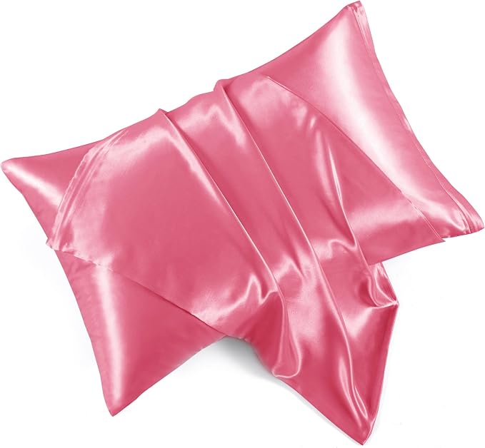 Peach Red Satin Pillowcases by HommxJF