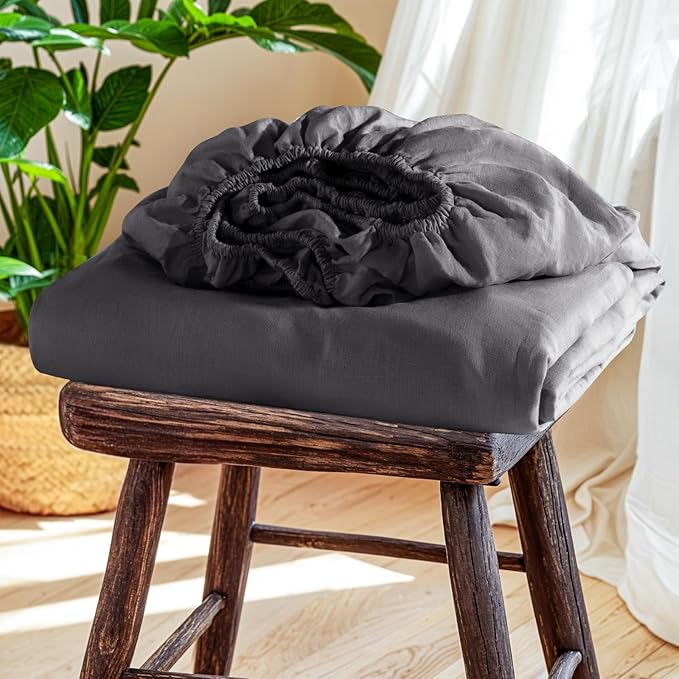 SONORO KATE 100% French Linen Fitted Sheet by SONOROKATE