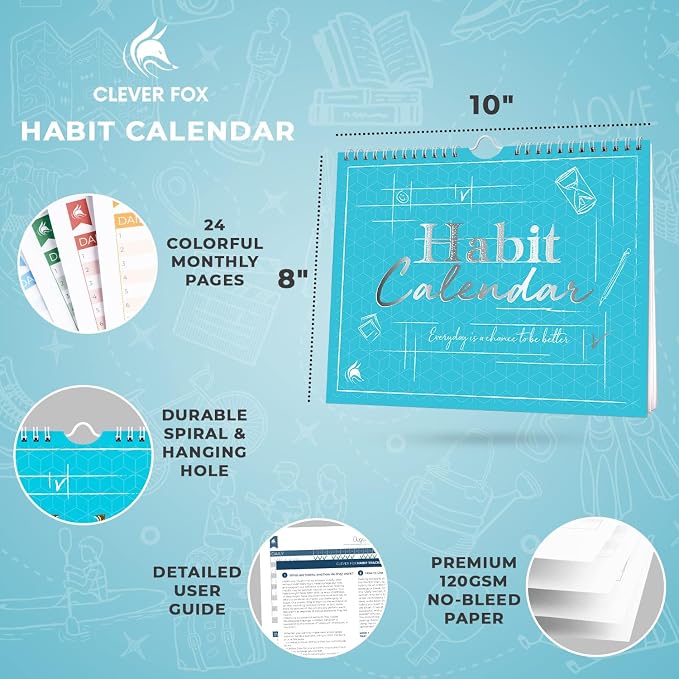 Clever Fox Habit Tracker Calendar – Inspirational Goal Tracker and Habit - Image 2