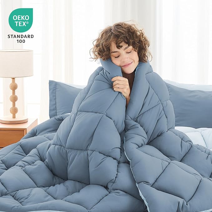 MUXHOMO 5 Pieces Twin Comforter Set, Reversible Bed in a Bag Twin Size - Image 2