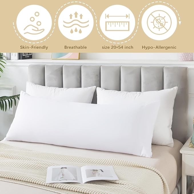 Memory Foam Body Pillow with Pillowcase, Soft Large Long Bed Pillow - Image 3