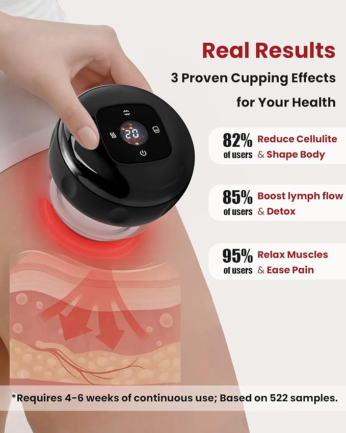 UOTT 6-in-1 Smart Cupping Therapy Massager, 20 Levels Heat & Suction Electric - Image 7