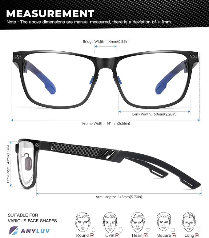 ANYLUV Blue Light Blocking Glasses Men Computer Gaming Glasses Lightweight - Image 5