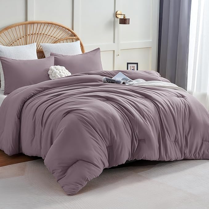 CozyLux Twin Comforter Set Dusty Purple, 2 Pieces Twin Extra Long Solid - Image 9