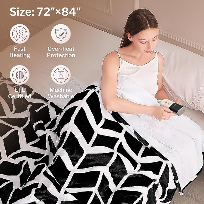 VENTIMI Electric Blanket Heated Throw, Fast Heating Blankets - Image 5