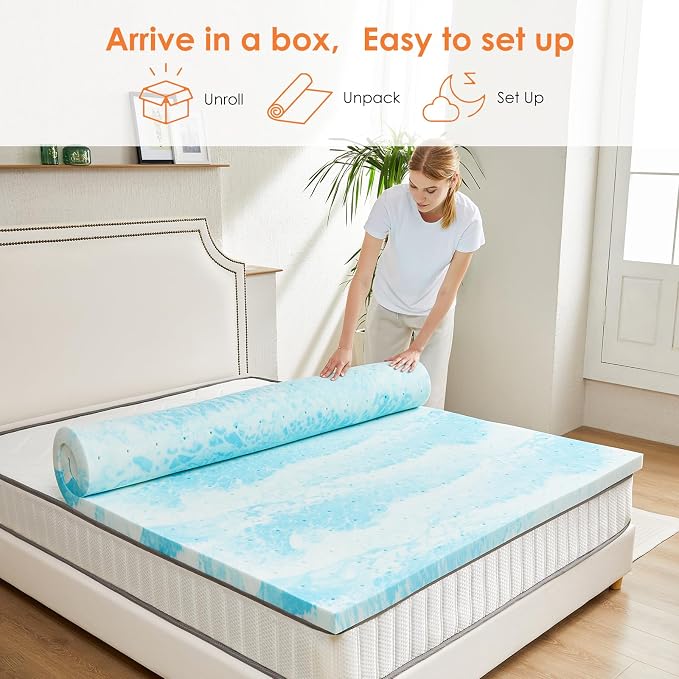 Sweetcrispy Mattress Topper King, 2 Inch Thick Memory Foam Gel Infused Cooling - Image 7