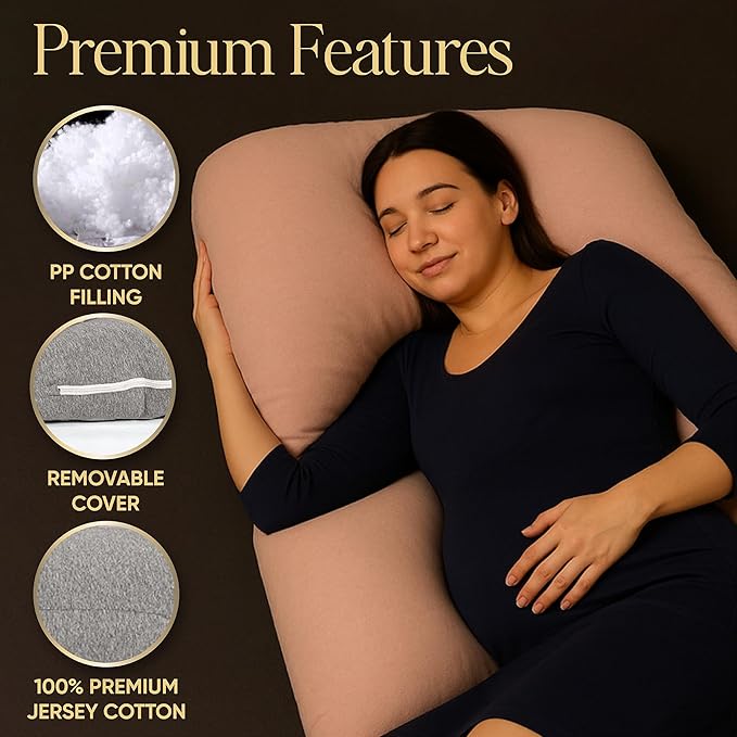U-Shaped Pregnancy Pillow – 100% Cotton Cover, Full Body Maternity Support - Image 5