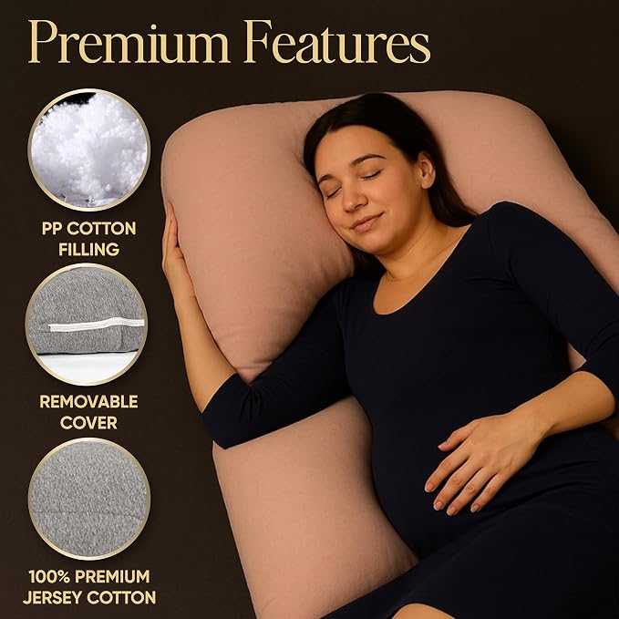 U-Shaped Pregnancy Pillow – 100% Cotton Cover, Full Body Maternity Support - Image 5
