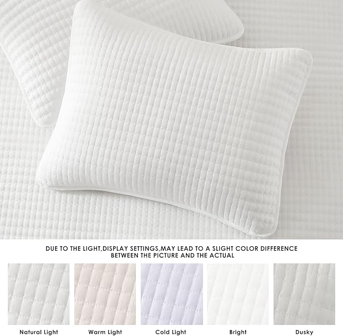 WRENSONGE Twin Quilt-2 Pieces Lightweight Bedspreads White Twin Quilt Bedding - Image 4