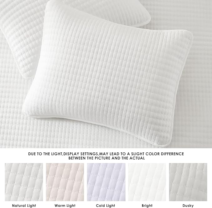 WRENSONGE White King Size Quilt Bedding Sets-3 Pieces Lightweight Bedspreads - Image 5