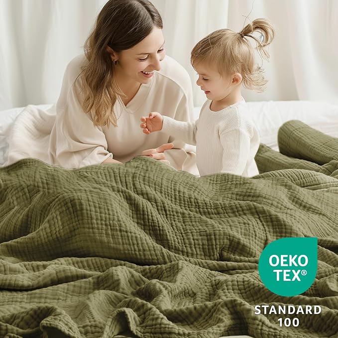 100% Cotton Muslin Blanket Twin 60" x 80", Breathable and Lightweight Cotton - Image 2