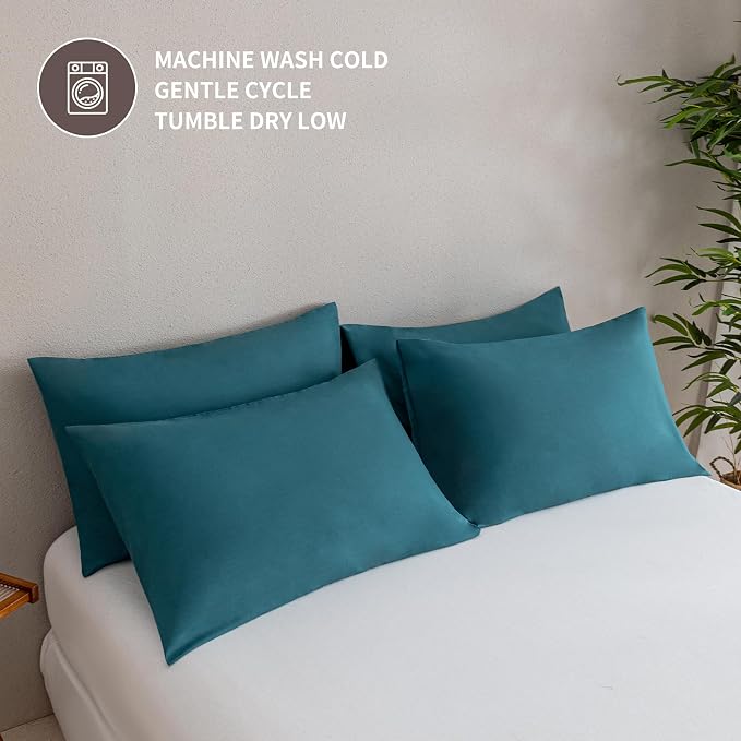 MINIPANDA Blue-Green King Size Pillow Cases Set of 4 - Image 6