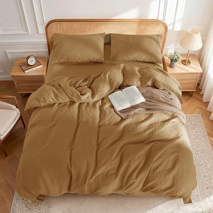 LBRO2M 100% France Linen Duvet Cover Set King Size 3 Pcs Natural Flax Comforter - Image 2