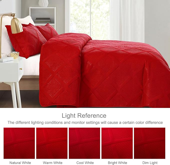 Exclusivo Mezcla Oversized King Quilt Set- Red Cal King Quilts Bedding Set - Image 3