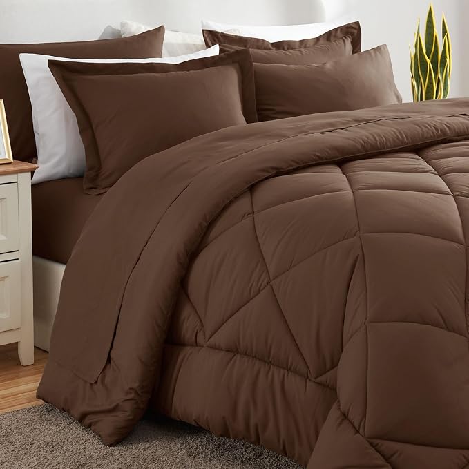 CozyLux Queen Comforter Set Brown - Image 8