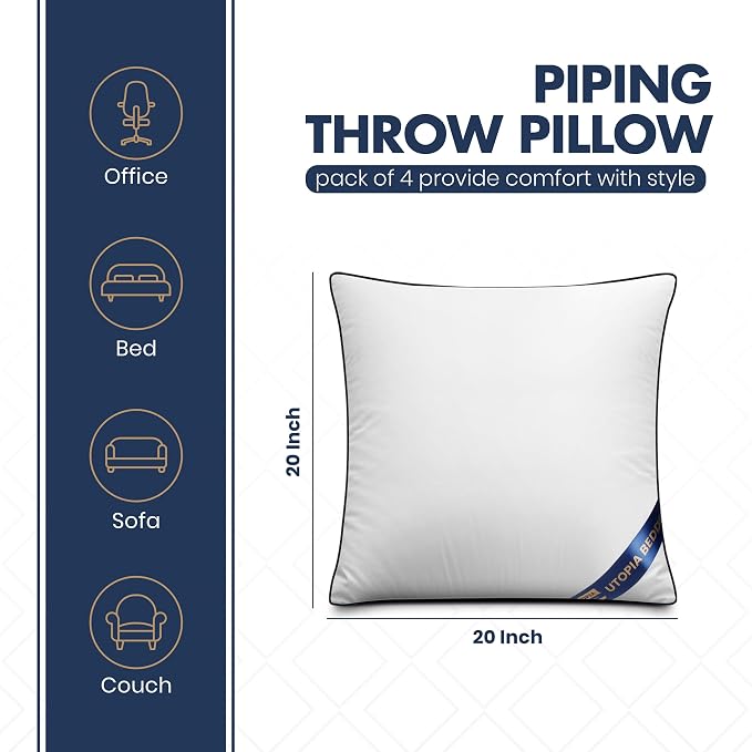 Utopia Bedding Throw Pillow Inserts, 20 x 20 Inches Decorative Indoor Pillows - Image 2