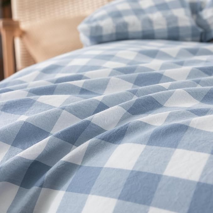 BESTOUCH Duvet Cover Set 100% Washed Cotton Linen Feel Super Soft Comfortable - Image 6