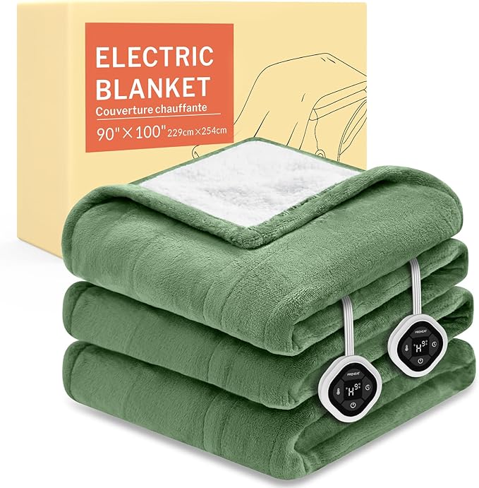HOMLYNS LuxeHeat Heated Blanket Electric Blanket King Size, Soft Flannel Sherpa by HOMLYNS
